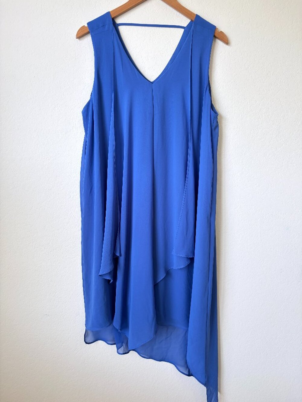 Chico's Dress Womens 2 Large Blue Sleeveless Asymmetrical Layered Chiffon L